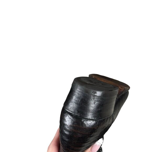 Vintage J Chisholm Western Handcrafted Black Leather Cowboy Men's Boots 8.5 D - Picture 12 of 16